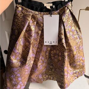 Marni Gold and Purple Brocade Skater Skirt